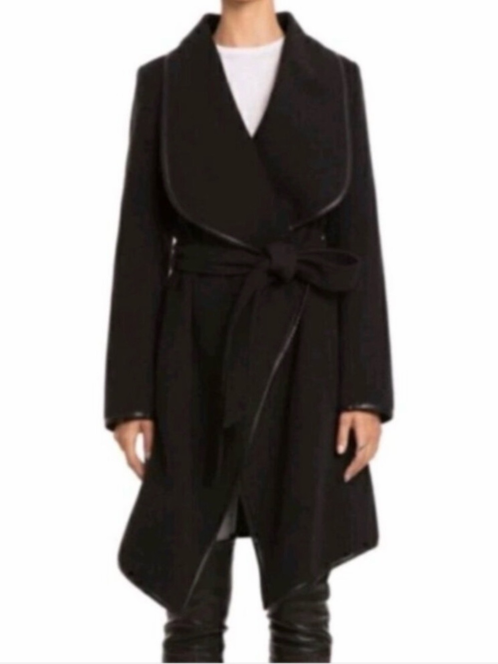 Black Wrap Belted Women's Wrap Trench Coat